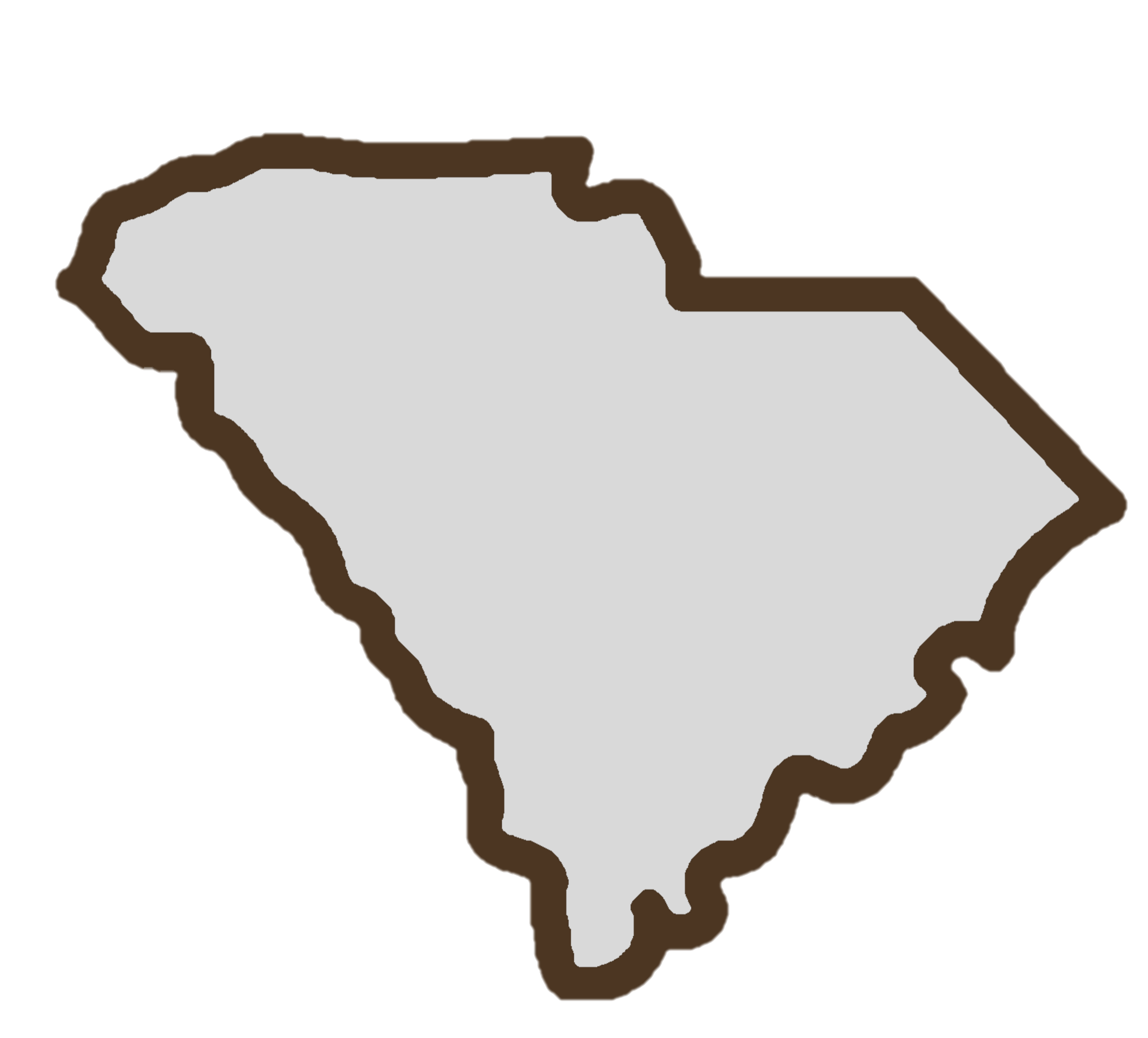 South Carolina service area map for VegClear industrial vegetation management, herbicide weed control, bare ground treatment, rail, utility, municipal, and industrial facility programs.
