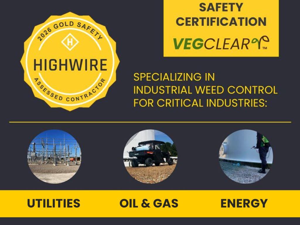Highwire Gold Safety Certification graphic representing VegClear contractor safety qualification, industrial compliance standards, and vegetation management work for utilities, energy, and oil and gas facilities.