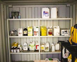 Chemical Storage Shelves for Commercial Herbicide handling VegClear Industrial Weed Control