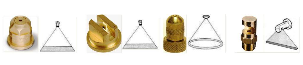 Discover the different types of sprayer nozzles: Adjustable for varied heights, flat for paths, hollow cone for bushes, jet stream for longer range, no drift for precision