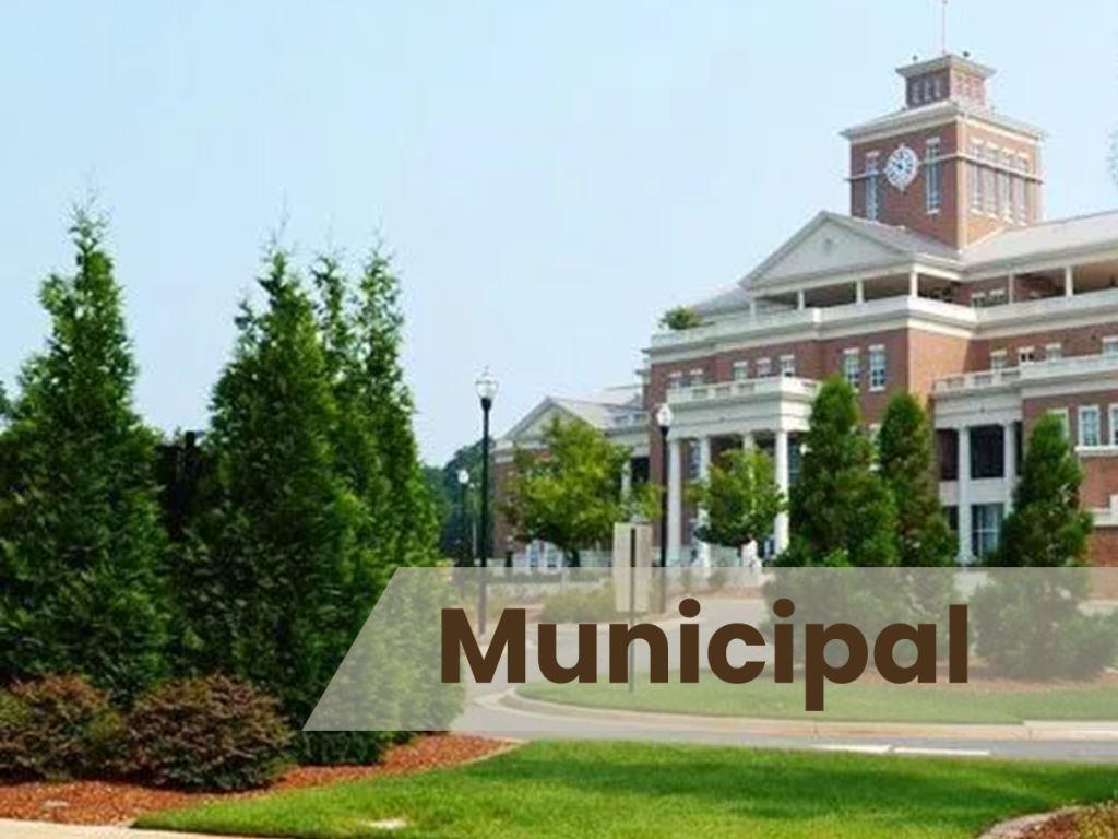 Maintenance of public complex with clear sidewalks, comprehensive vegetation solutions in a municipal setting.