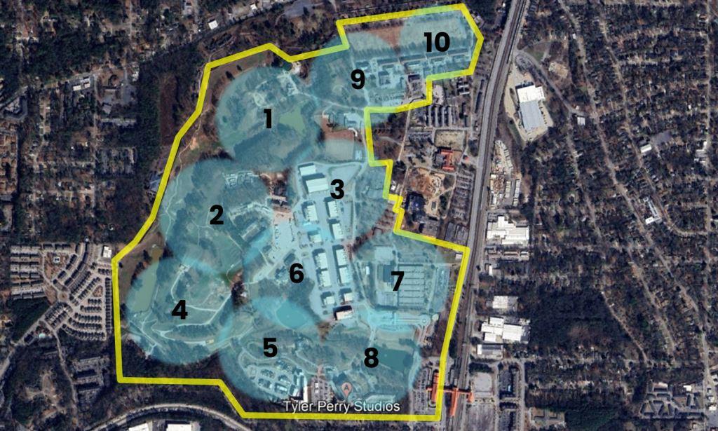 Unique properties supported by VegClear technicians include on site power substations at industrial film production studios in Atlanta.