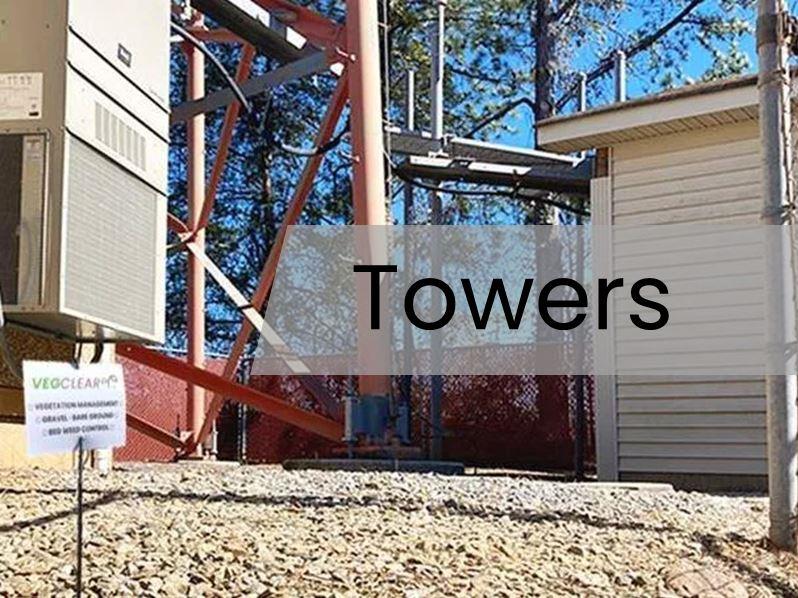 Gravel-based telecom tower site treated for total vegetation control by VegClear.