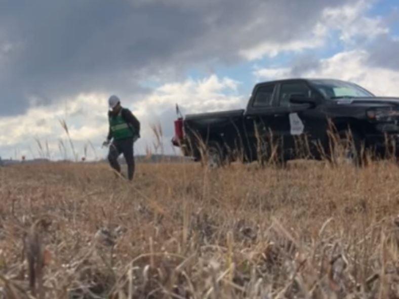 Field technician conducting winter dormant season vegetation inspection at a utility site, supporting proactive herbicide based brush and woody control on industrial infrastructure across Georgia and South Carolina