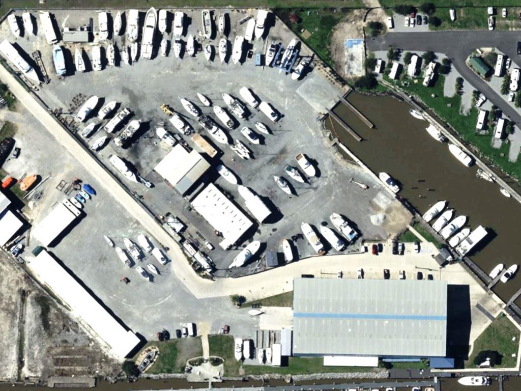 Marine Port Logistics Site Overhead view representative of a VegClear industrial property benefiting from bare ground gravel weed control