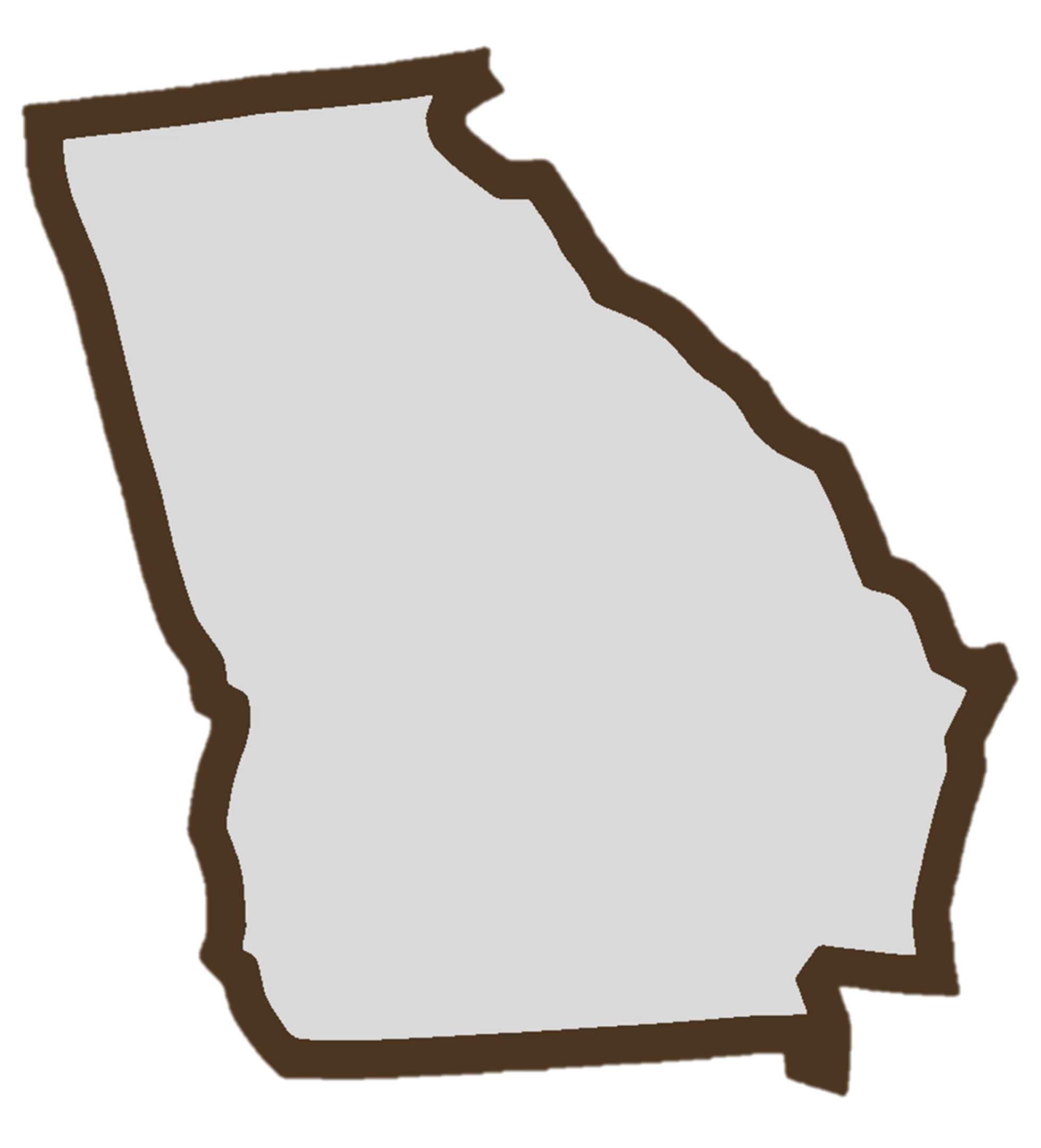 Georgia state map graphic representing VegClear industrial vegetation management service coverage for weed control, bare ground treatment, rail, utility, municipal, and industrial sites.