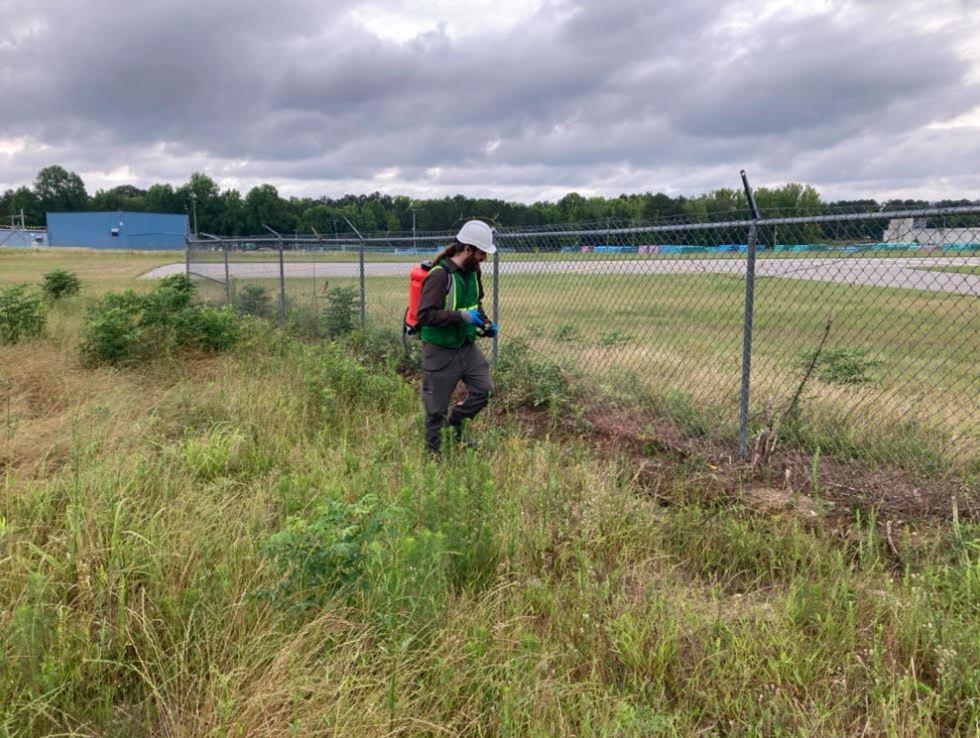 View of Greene County Airport in Georgia showing hangars, FBO, and apron area featured in VegClear’s airport vegetation control case study.